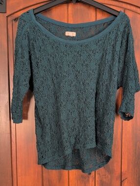 aerie Teal Lace Scoop-Neck Top